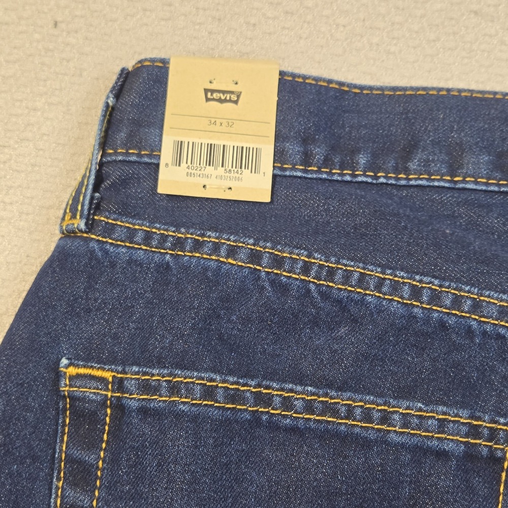 Levi's 514 Men's Jeans 34x32 Blue Denim, Straight Leg, Reg Fit, Dark Wash NWT - Picture 4 of 5